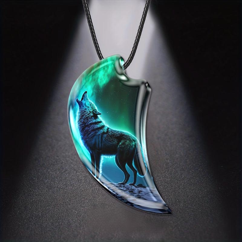 Wolf Necklace Resin Landscape Animal Pendant Necklace Toy For Daughter