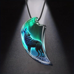 Wolf Necklace Resin Landscape Animal Pendant Necklace Toy For Daughter