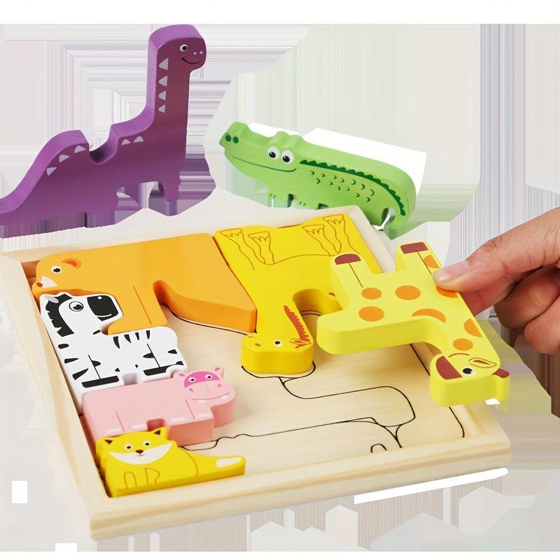 Wooden 3D Puzzles Children's Educational Toys Animal Puzzle Board