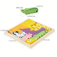 Wooden 3D Puzzles Children's Educational Toys Animal Puzzle Board