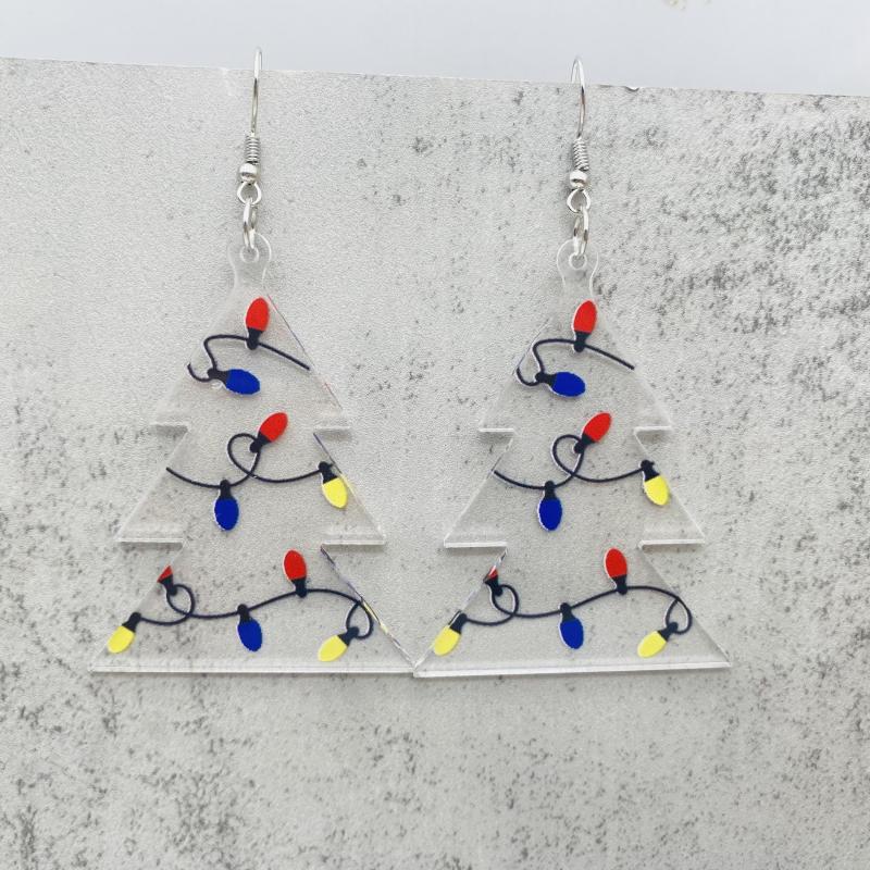 Christmas Tree Earrings - Acrylic Drop Dangling Earrings