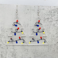 Christmas Tree Earrings - Acrylic Drop Dangling Earrings