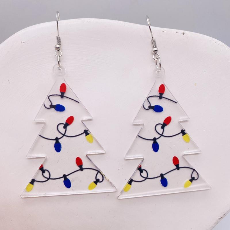 Christmas Tree Earrings - Acrylic Drop Dangling Earrings