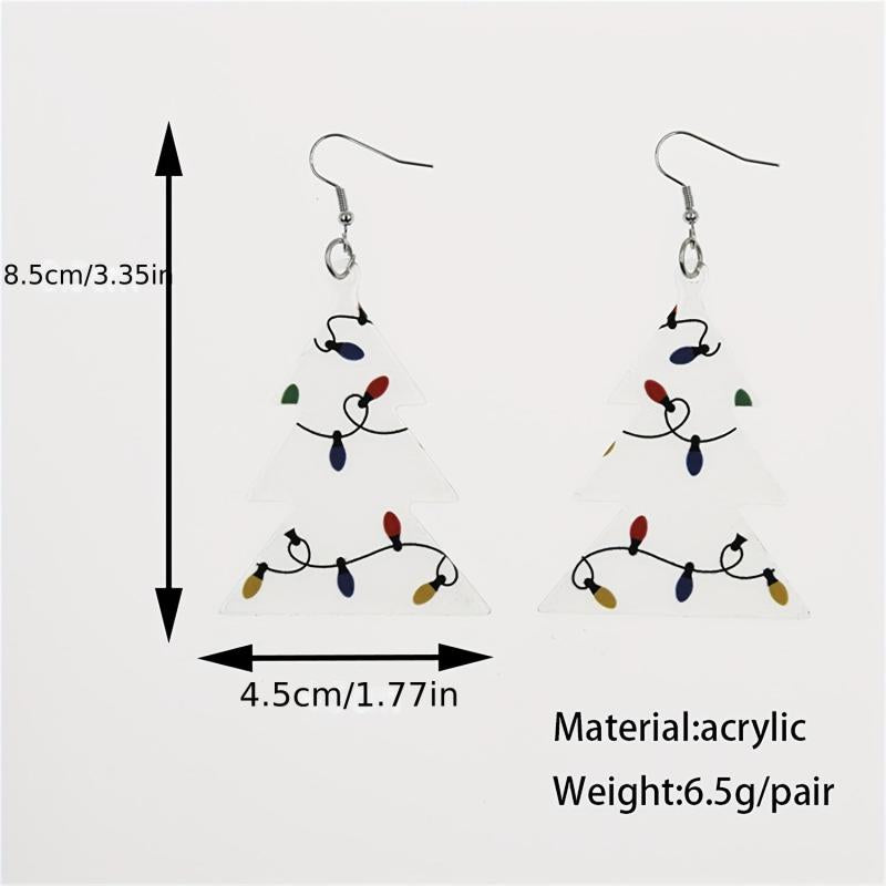Christmas Tree Earrings - Acrylic Drop Dangling Earrings