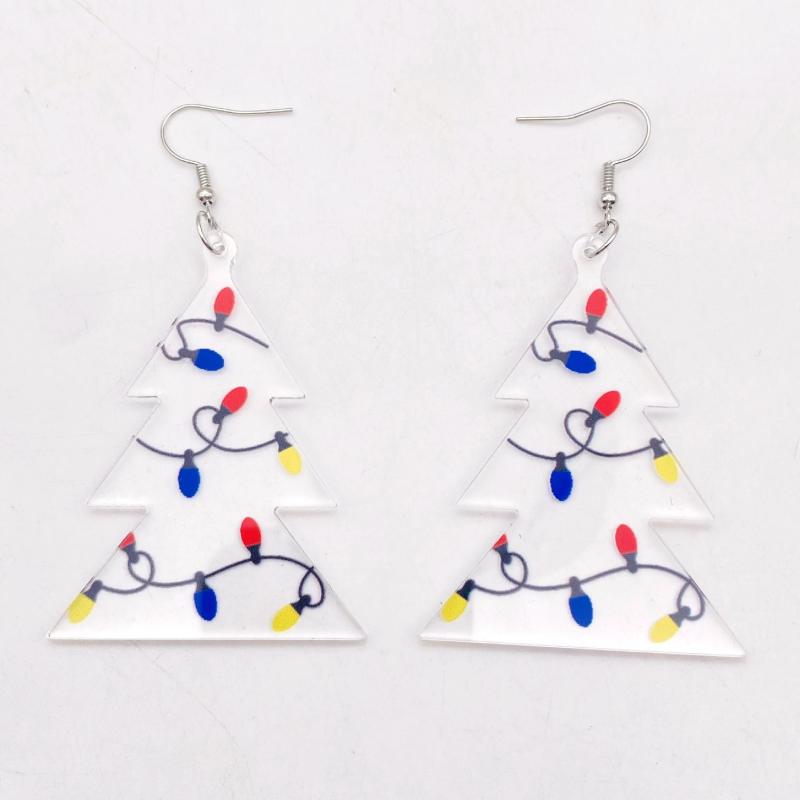 Christmas Tree Earrings - Acrylic Drop Dangling Earrings