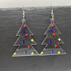 Christmas Tree Earrings - Acrylic Drop Dangling Earrings