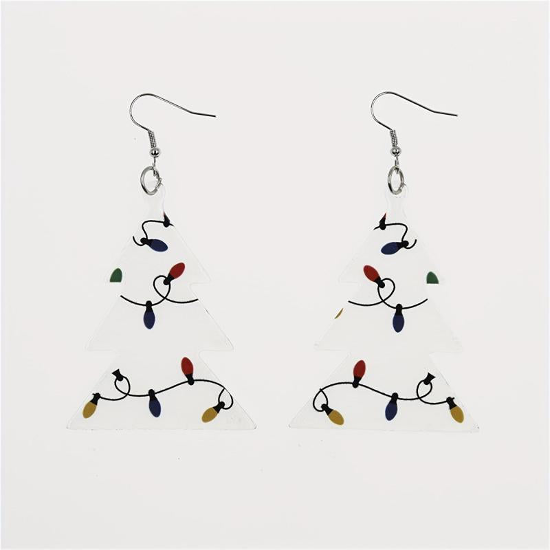 Christmas Tree Earrings - Acrylic Drop Dangling Earrings