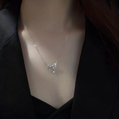 925 Sterling Silver Bow Necklace for Women