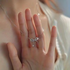 925 Sterling Silver Bow Necklace for Women
