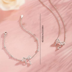 925 Sterling Silver Bow Necklace for Women