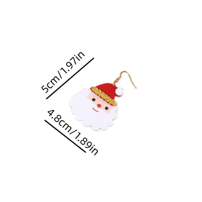 Santa Claus Snowflake Cartoon Acrylic Christmas Earrings
