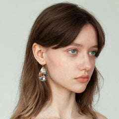 Christmas Snowman Teardrop Faux Leather Earrings