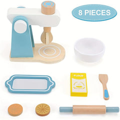 Kids Baking Set Wooden Kitchen Toys Mixer Toy 8pcs