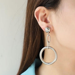 Silvery Pendant Earrings Studs Gift For Girls Daily Wear