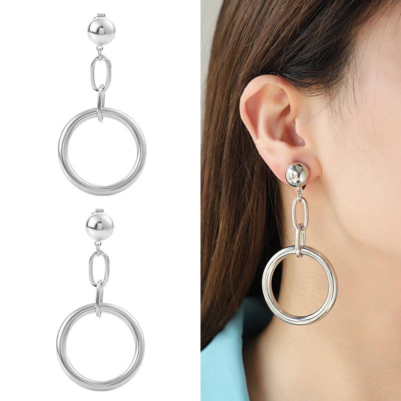 Silvery Pendant Earrings Studs Gift For Girls Daily Wear