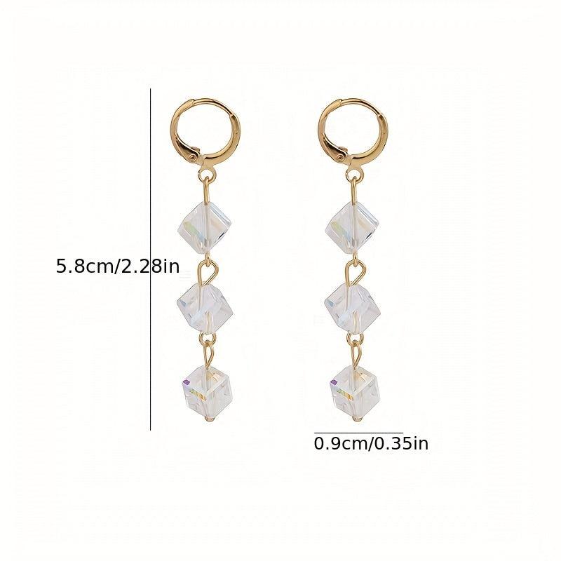 Square Bow Tassel Stud Earrings Fairy Earrings