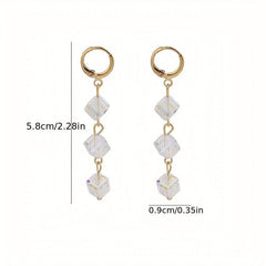 Square Bow Tassel Stud Earrings Fairy Earrings