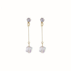 Square Bow Tassel Stud Earrings Fairy Earrings