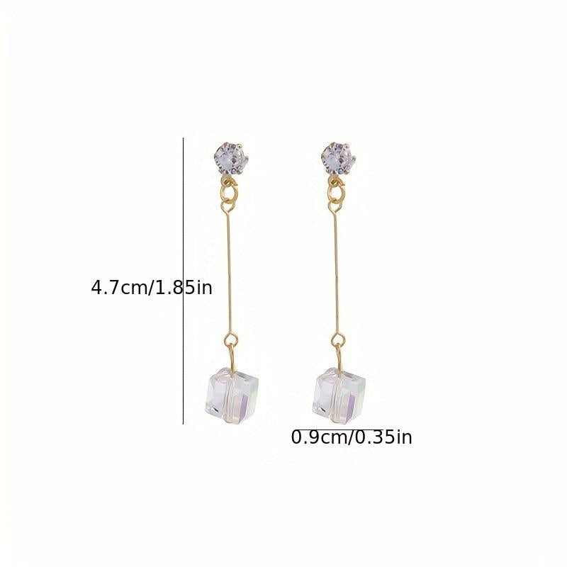 Square Bow Tassel Stud Earrings Fairy Earrings