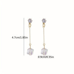 Square Bow Tassel Stud Earrings Fairy Earrings
