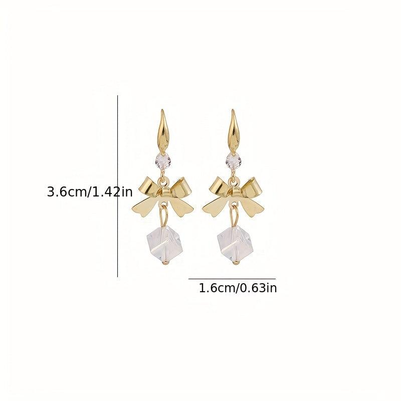 Square Bow Tassel Stud Earrings Fairy Earrings