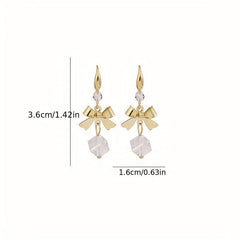 Square Bow Tassel Stud Earrings Fairy Earrings