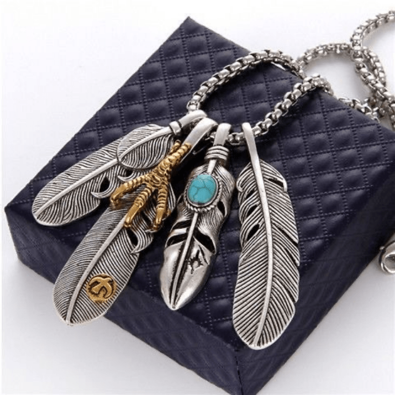 Feather Necklace Hip Hop Street Pendant