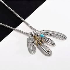 Feather Necklace Hip Hop Street Pendant