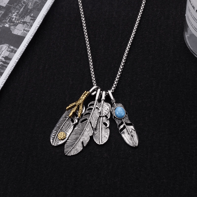 Feather Necklace Hip Hop Street Pendant