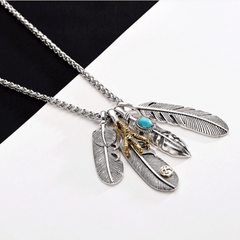Feather Necklace Hip Hop Street Pendant