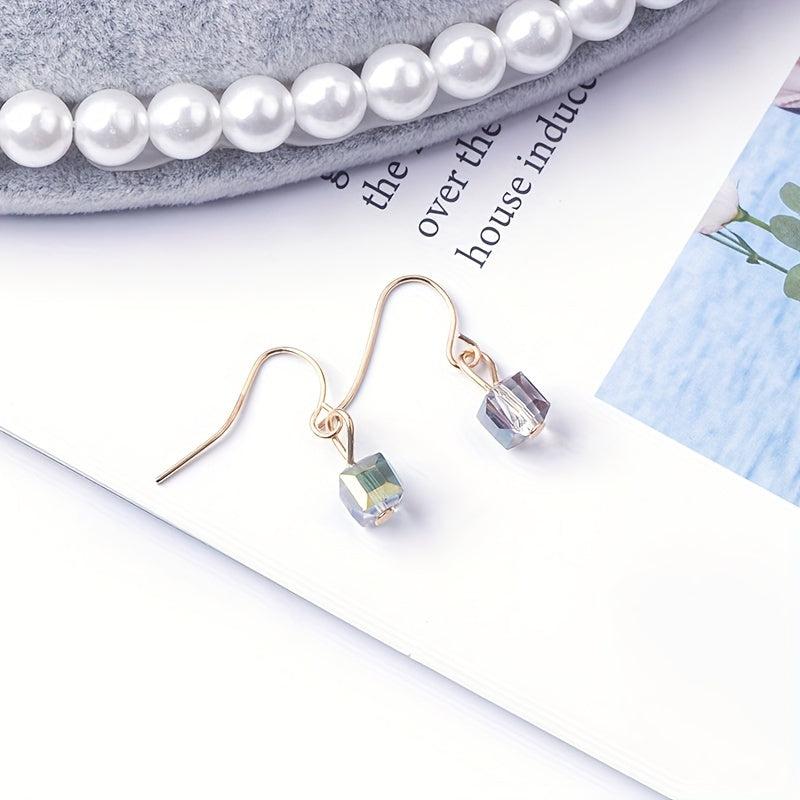 Square Glass Crystal Mini Earrings