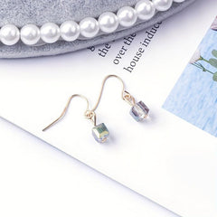 Square Glass Crystal Mini Earrings