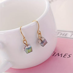 Square Glass Crystal Mini Earrings