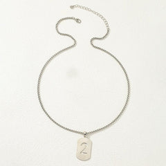 Alloy Tag Necklace Jewelry, Sense Hollow Number Pendant