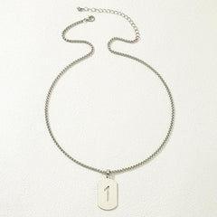 Alloy Tag Necklace Jewelry, Sense Hollow Number Pendant