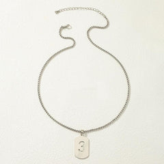 Alloy Tag Necklace Jewelry, Sense Hollow Number Pendant