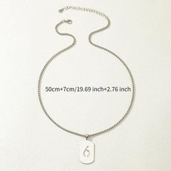 Alloy Tag Necklace Jewelry, Sense Hollow Number Pendant