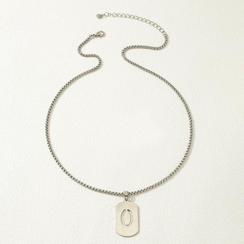 Alloy Tag Necklace Jewelry, Sense Hollow Number Pendant
