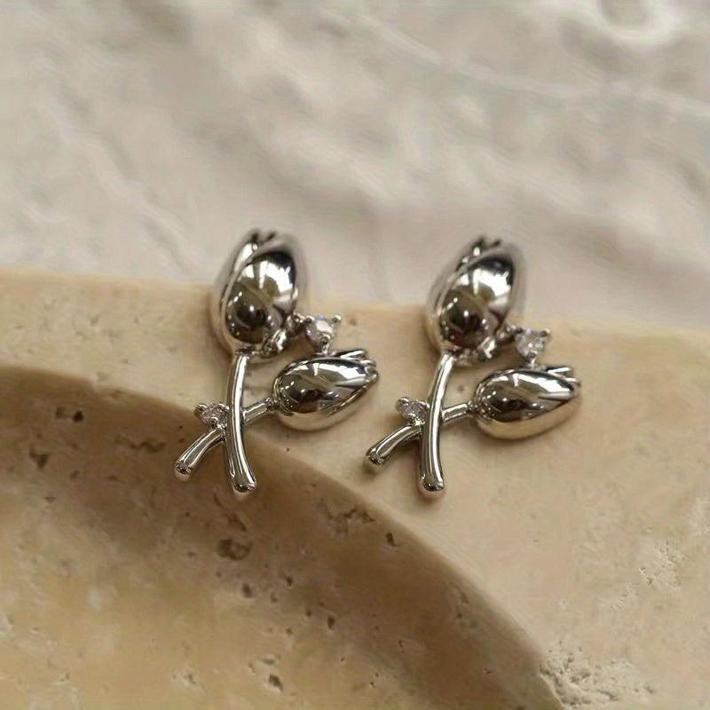 Tulip Earrings Retro Niche High-end Sense Earrings