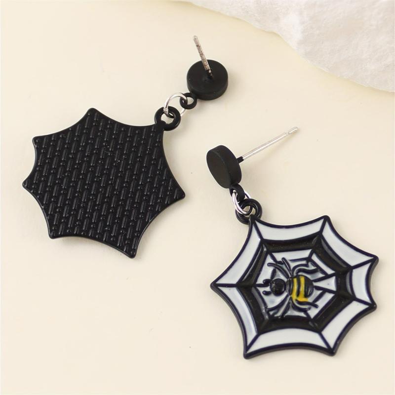 Gothic Spider Web Dangle Earrings Women Jewelry Cartoon Drop Stud Earrings