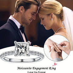 Princess Cut Moissanite Ring S925 Silver