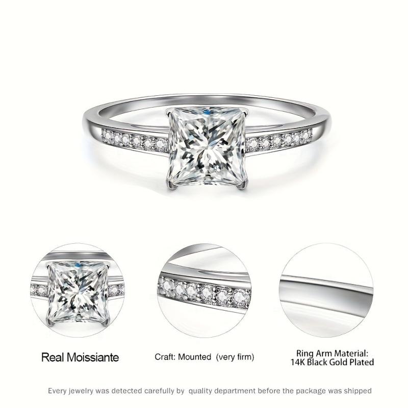 Princess Cut Moissanite Ring S925 Silver