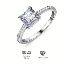 Princess Cut Moissanite Ring S925 Silver