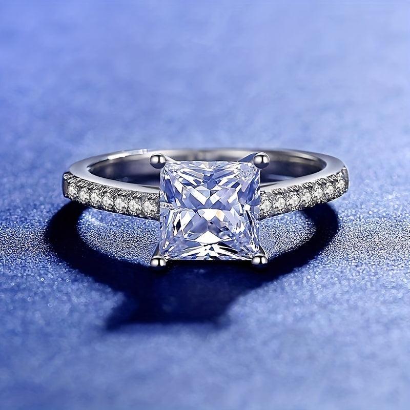Princess Cut Moissanite Ring S925 Silver