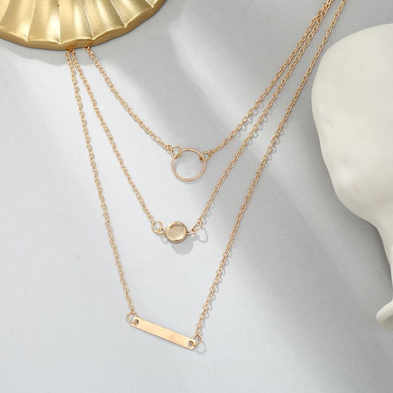 Alloy Geometric Circle Pendant Necklace - Birthday Gift