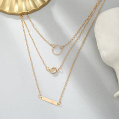 Alloy Geometric Circle Pendant Necklace - Birthday Gift