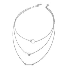 Alloy Geometric Circle Pendant Necklace - Birthday Gift