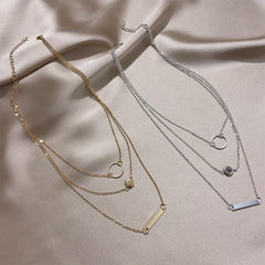 Alloy Geometric Circle Pendant Necklace - Birthday Gift