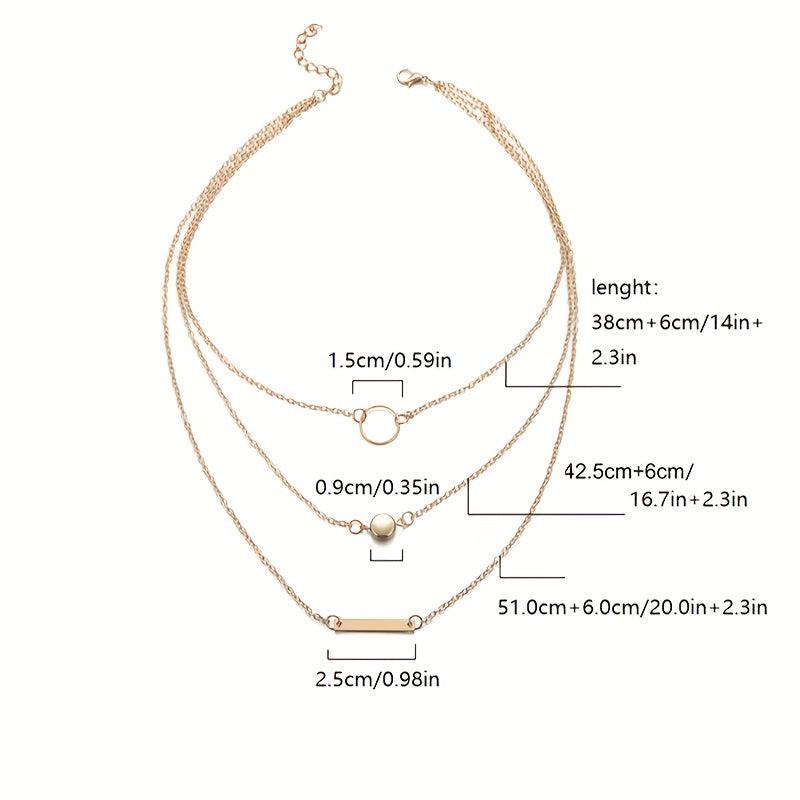 Alloy Geometric Circle Pendant Necklace - Birthday Gift