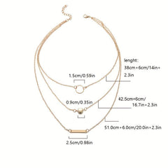 Alloy Geometric Circle Pendant Necklace - Birthday Gift